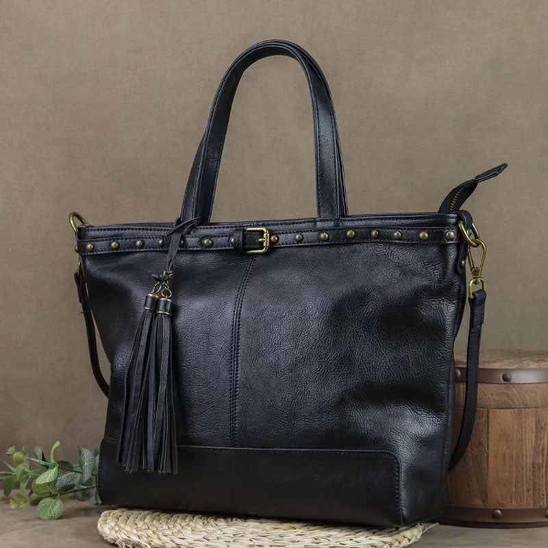Full Grain Leather Tote Bag Handmade Leather Bag Everyday Bag Vintage Women Leather Shoulder Bag Handbag