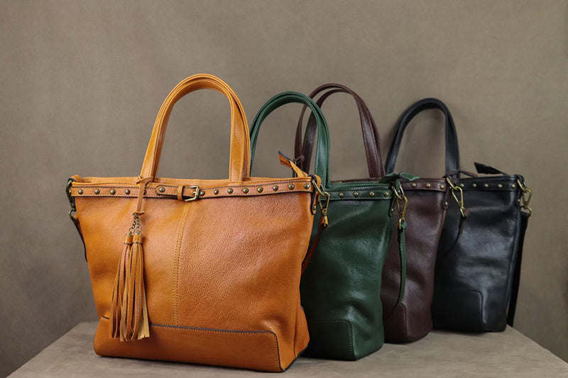 Full Grain Leather Tote Bag Handmade Leather Bag Everyday Bag Vintage Women Leather Shoulder Bag Handbag