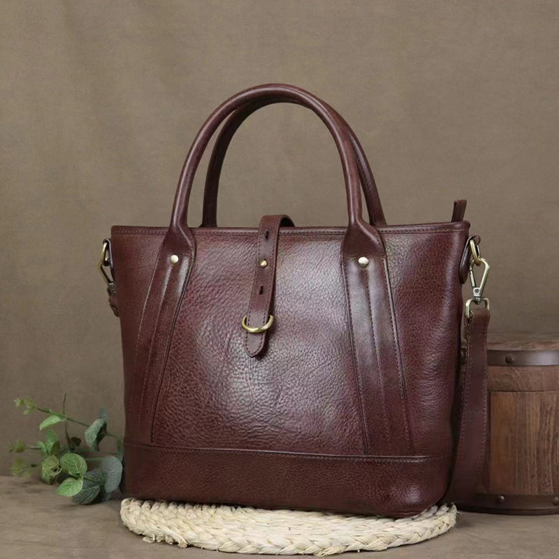 Full Grain Leather Tote Work Tote Bag Shopping Bag With Zipper Handmade Tote Bag For Women Leather Handbag