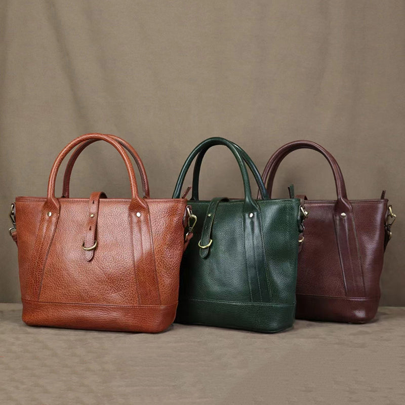 Full Grain Leather Tote Work Tote Bag Shopping Bag With Zipper Handmade Tote Bag For Women Leather Handbag