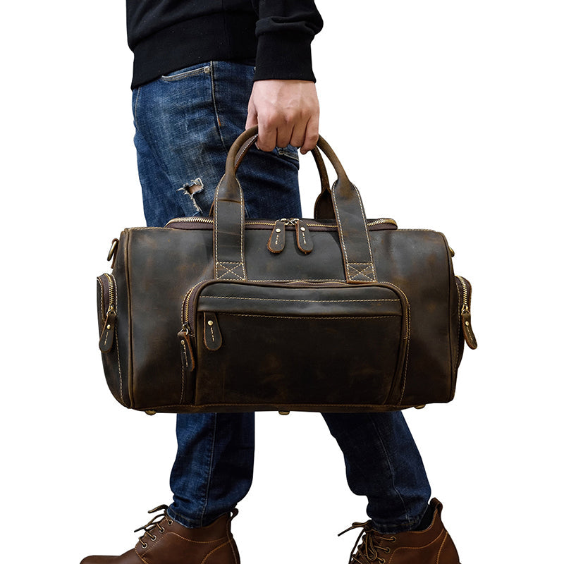 Full Grain Leather Travel Bag Handmade Leather Duffle Bag Mens Overnight Bag Weekender Bag