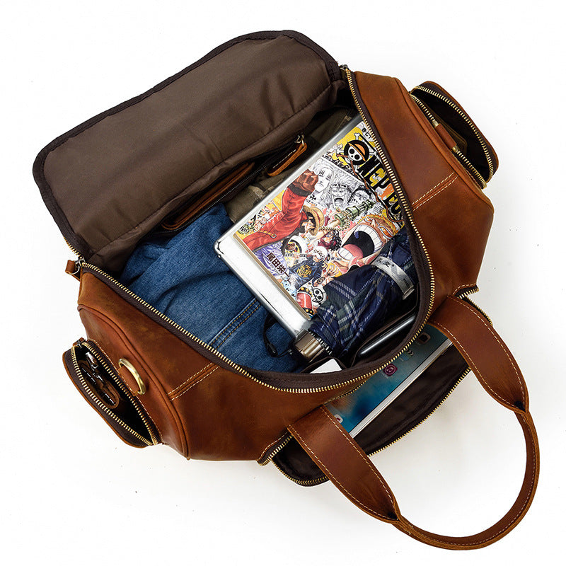 Full Grain Leather Travel Bag Handmade Leather Duffle Bag Mens Overnight Bag Weekender Bag
