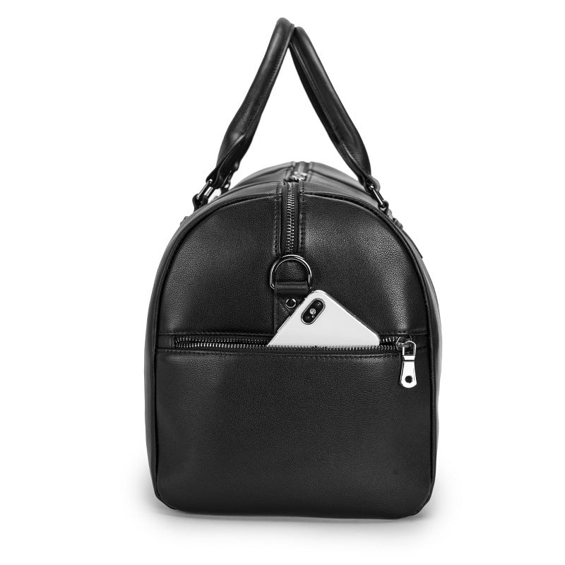Full Grain Leather Travel Bag With Shoes Compartment Casual Leather Duffle Bag Mens Leather Overnight Bag