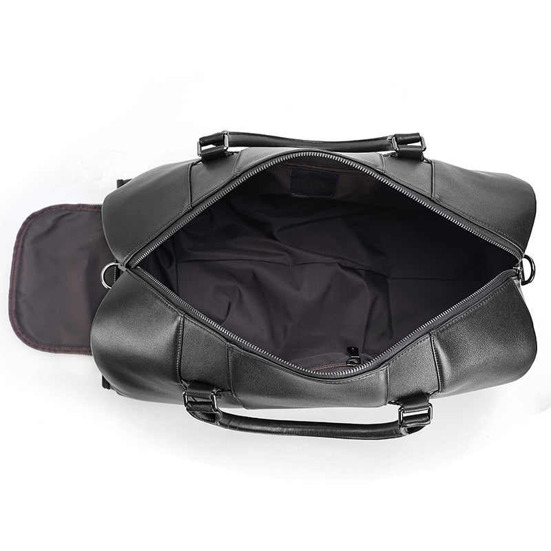 Full Grain Leather Travel Bag With Shoes Compartment Casual Leather Duffle Bag Mens Leather Overnight Bag