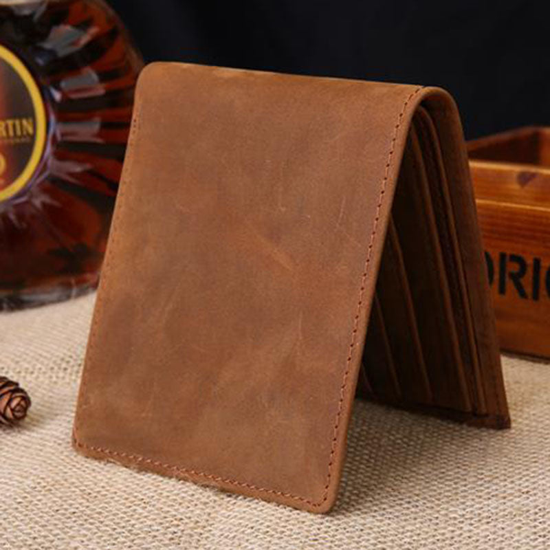 Full Grain Leather Wallet Leather Bifold Wallet Handmade Short Wallet For Mens
