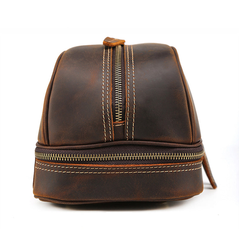 Full Grain Leather Wash Bag Handmade Toiletry Bag Dopp Kit Shaving Kit 8814