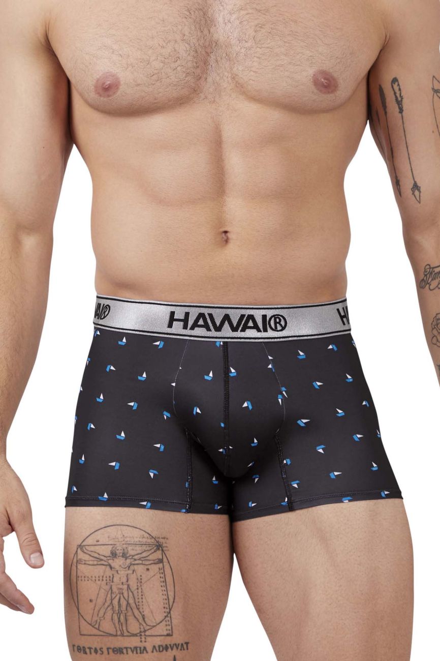 HAWAIR Men's Underwear 42470 Printed Microfiber Trunks Color Black