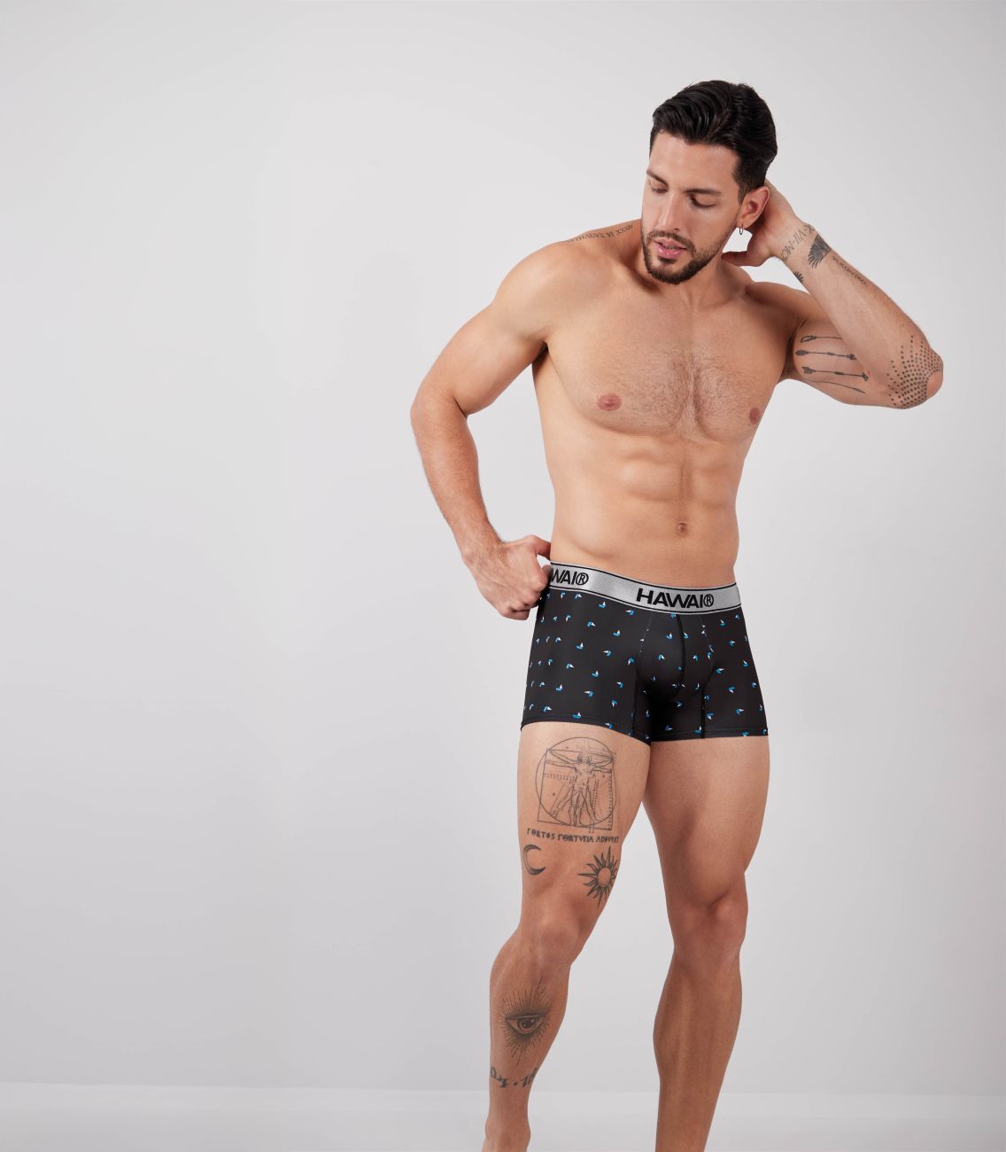 HAWAIR Men's Underwear 42470 Printed Microfiber Trunks Color Black