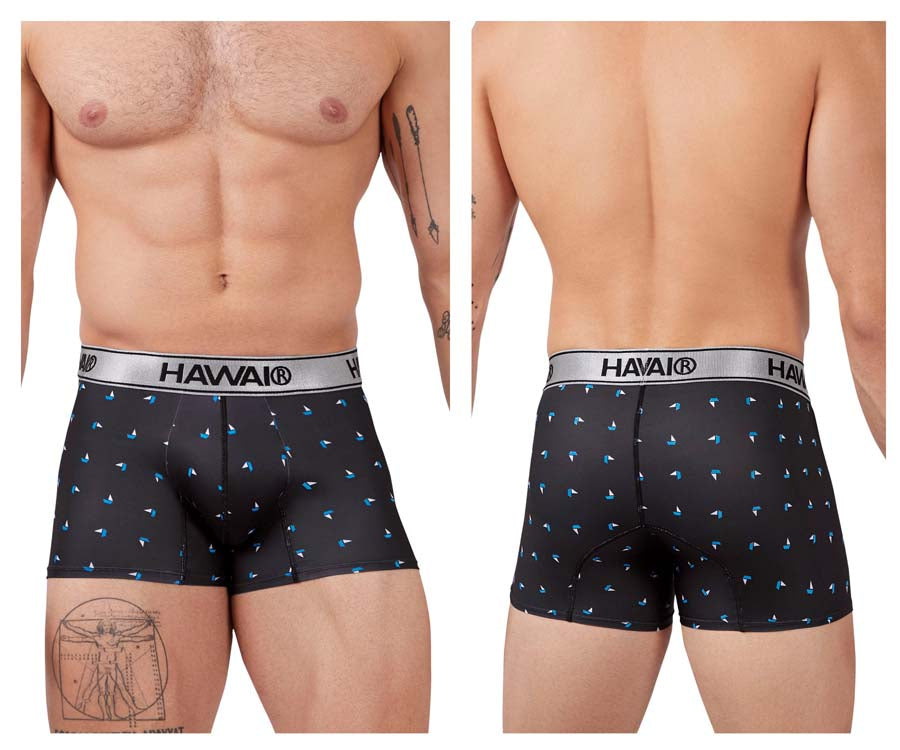 HAWAIR Men's Underwear 42470 Printed Microfiber Trunks Color Black