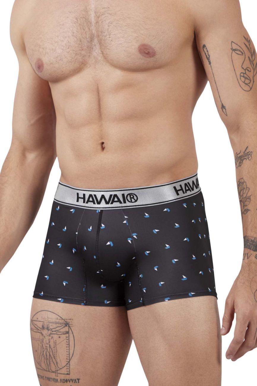 HAWAIR Men's Underwear 42470 Printed Microfiber Trunks Color Black