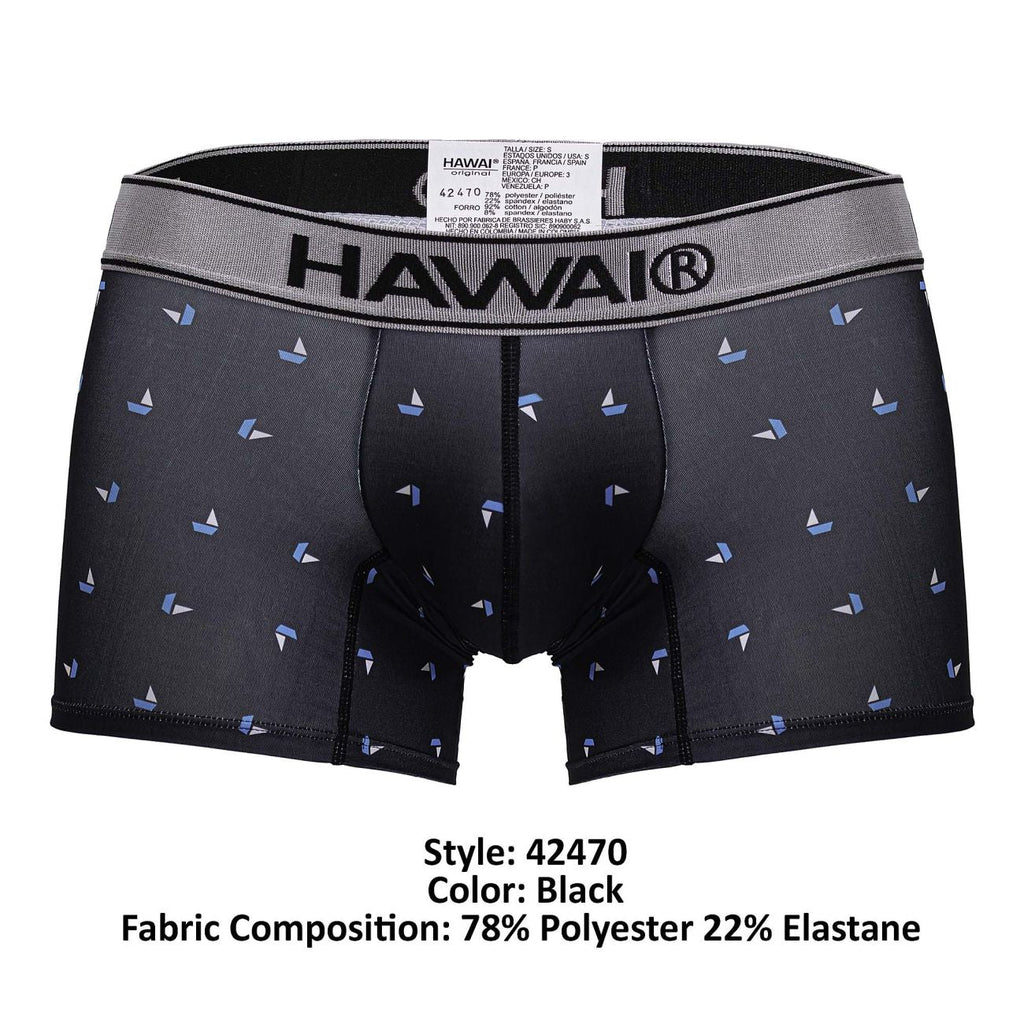 HAWAIR Men's Underwear 42470 Printed Microfiber Trunks Color Black