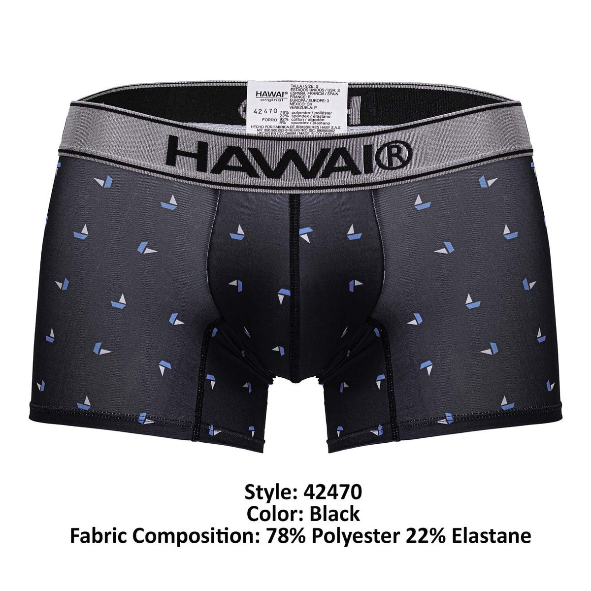 HAWAIR Men's Underwear 42470 Printed Microfiber Trunks Color Black