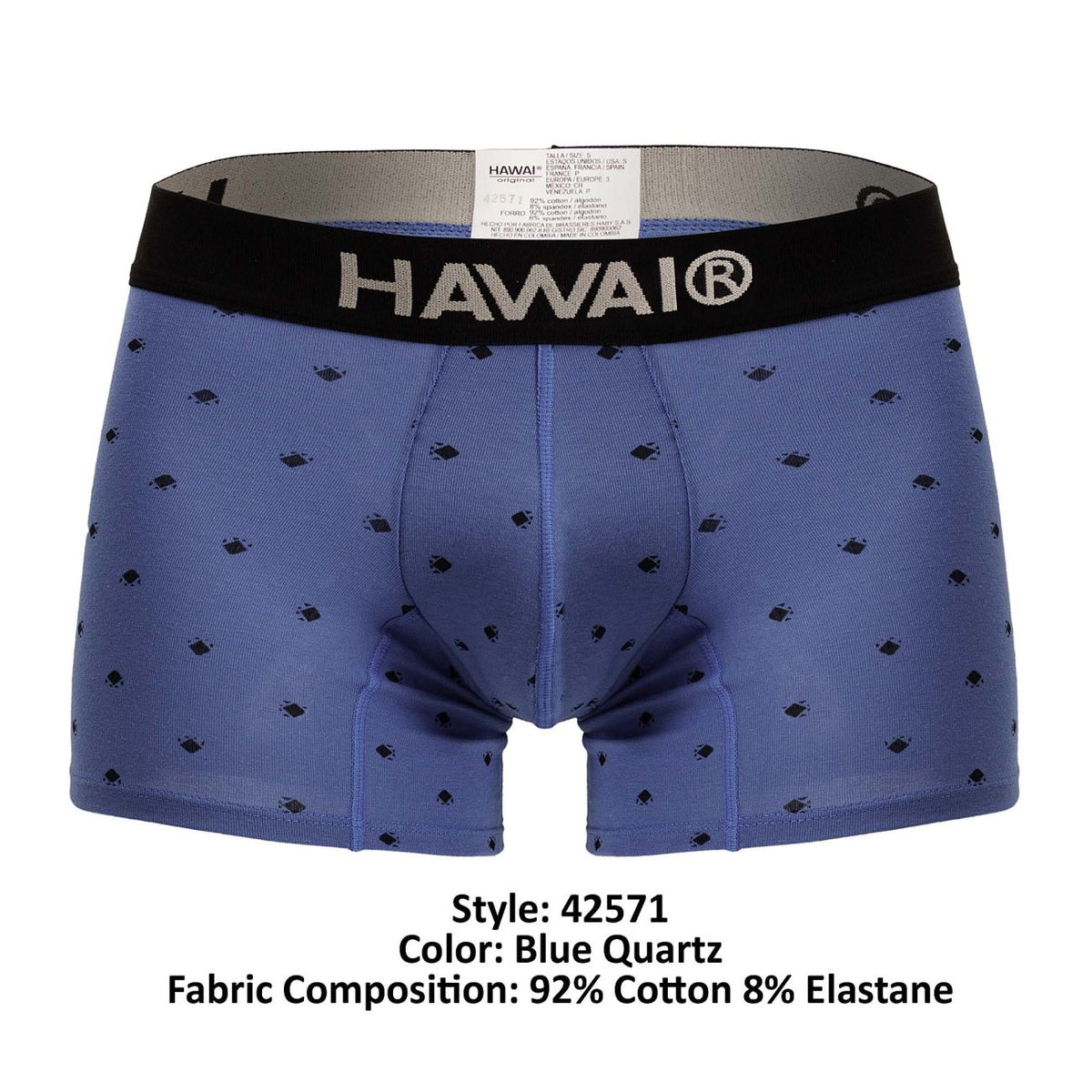 HAWAIR Men's Underwear 42571 Cotton blend Trunks Color Blue Quartz