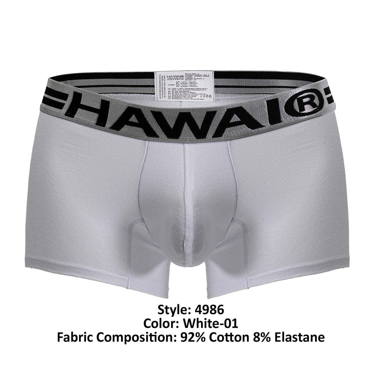 HAWAIR Men's Underwear 4986 Cotton blend Trunks Color White-01