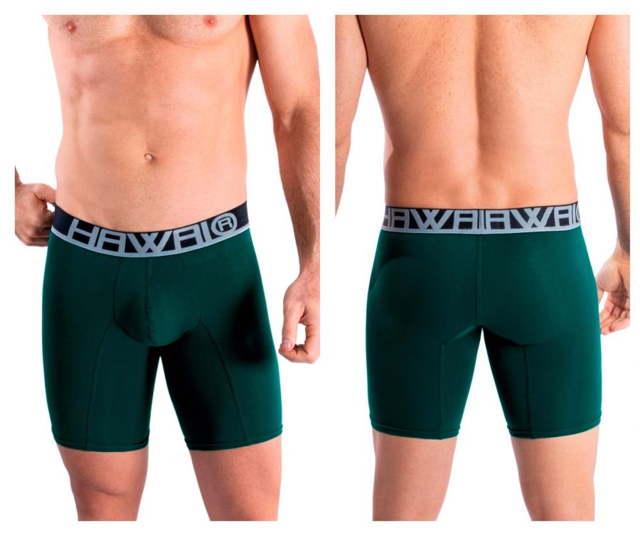 HAWAIR Men's Underwear 41903 Solid Athletic Boxer Briefs Color Green
