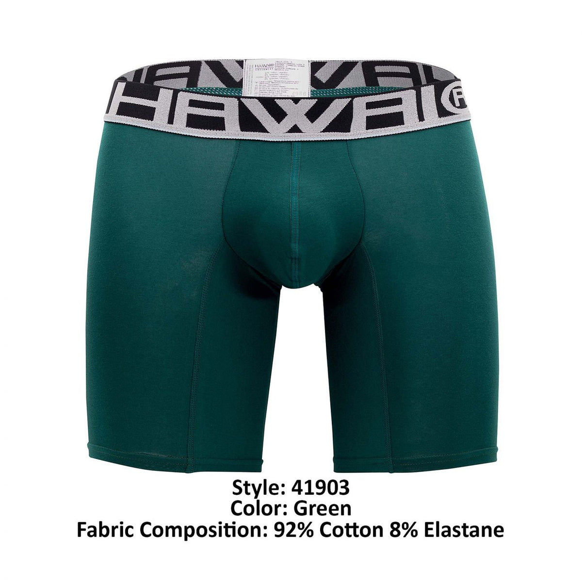 HAWAIR Men's Underwear 41903 Solid Athletic Boxer Briefs Color Green
