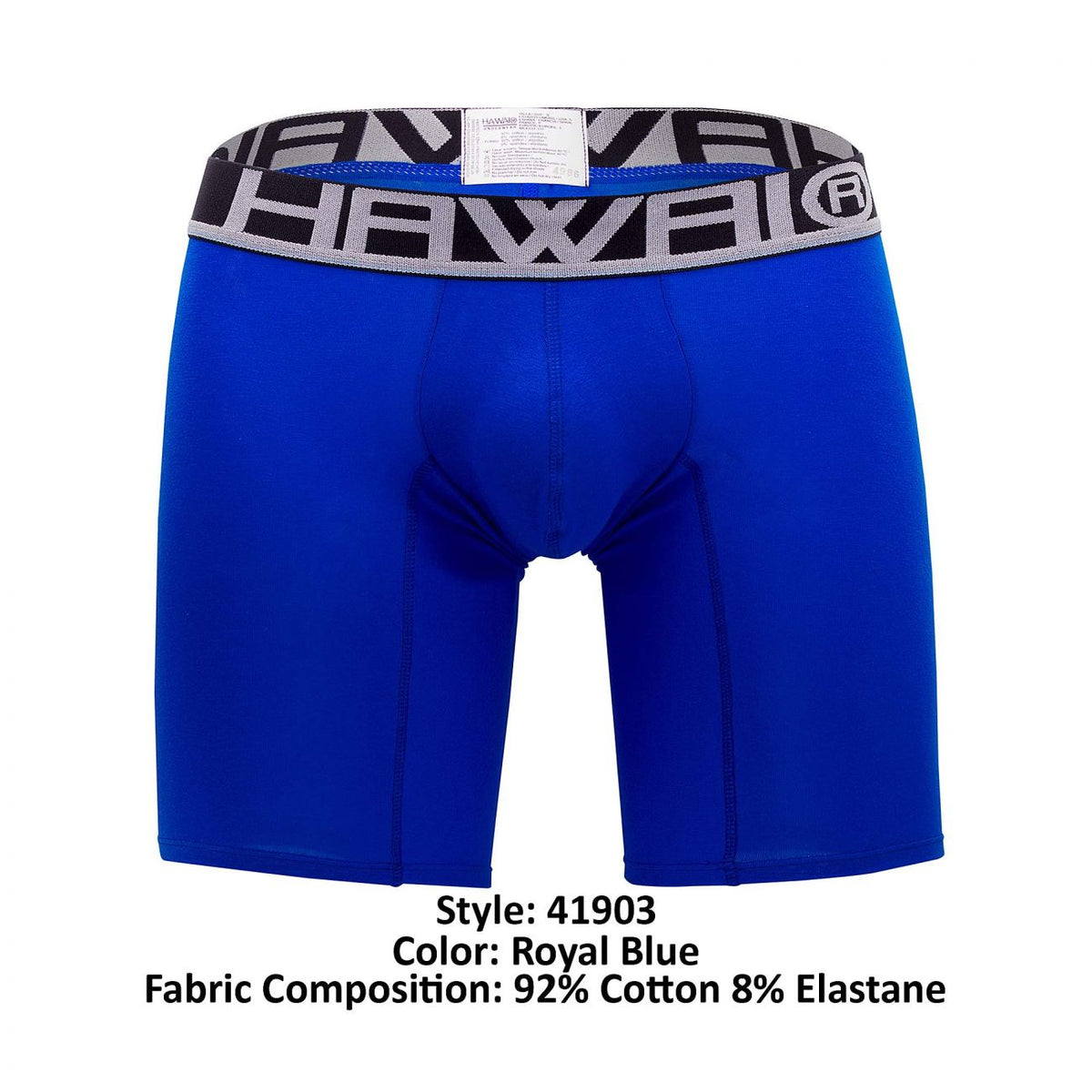 HAWAIR Men's Underwear 41903 Solid Athletic Boxer Briefs Color Royal Blue