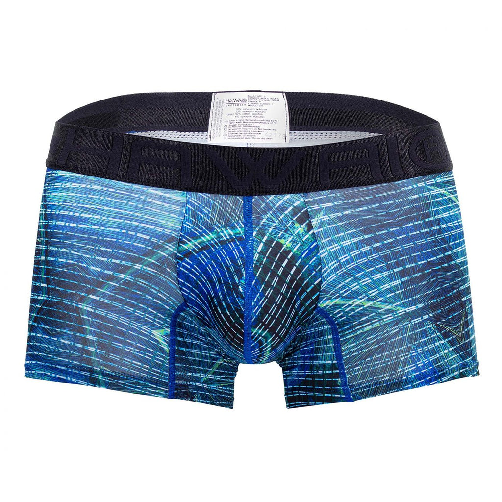 HAWAIR Men's Underwear 42173 Printed Microfiber Trunks Color Royal Blue