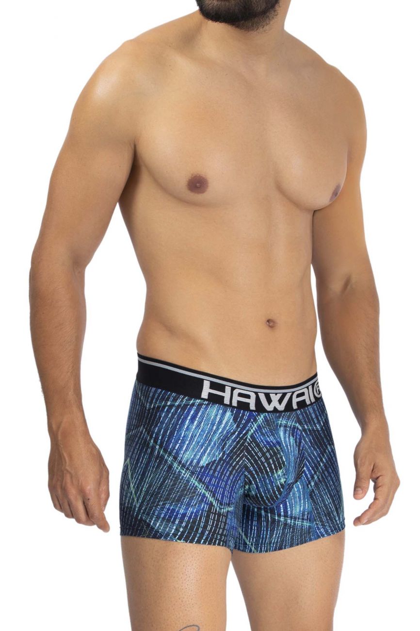 HAWAIR Men's Underwear 42173 Printed Microfiber Trunks Color Royal Blue