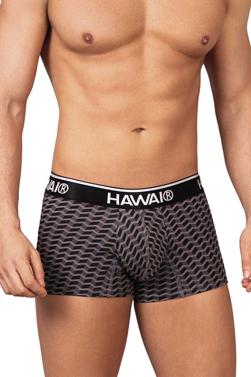 HAWAIR Men's Underwear 42371 Printed Trunks Color Gray
