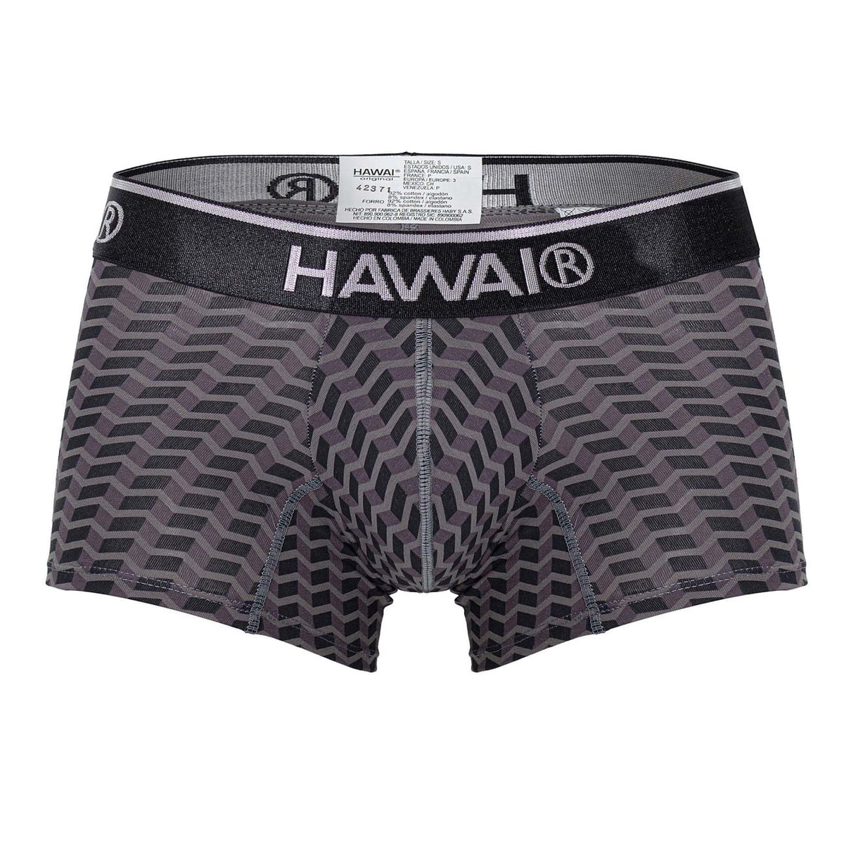 HAWAIR Men's Underwear 42371 Printed Trunks Color Gray