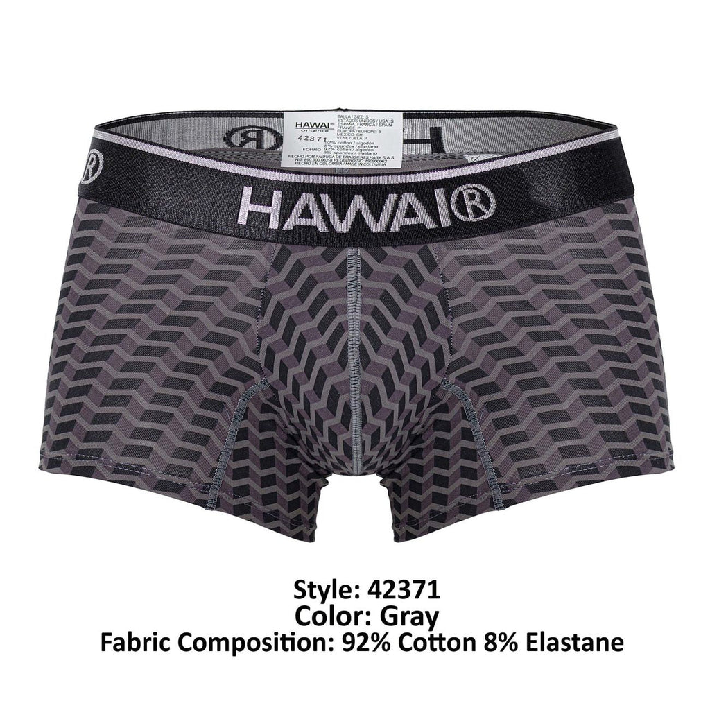 HAWAIR Men's Underwear 42371 Printed Trunks Color Gray