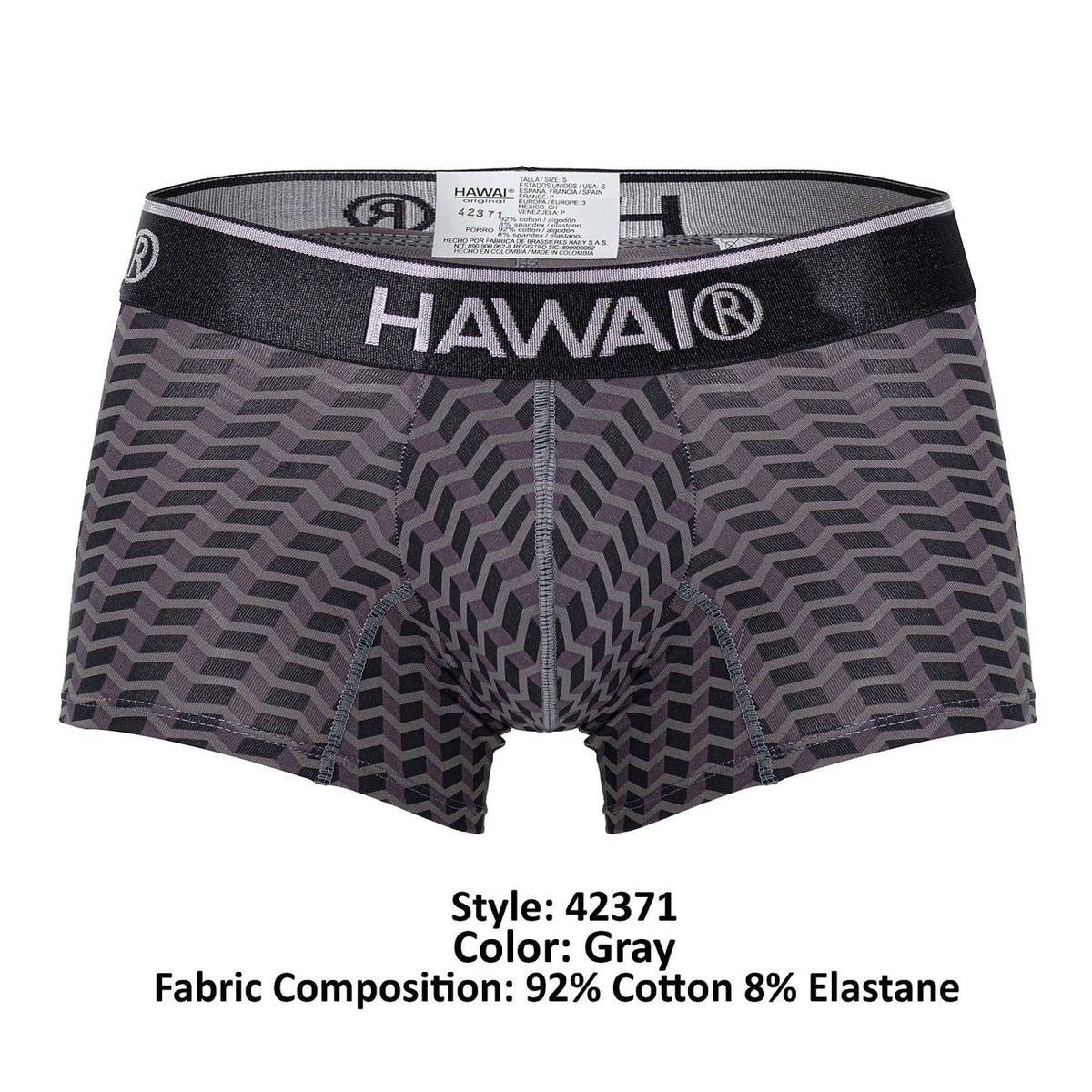 HAWAIR Men's Underwear 42371 Printed Trunks Color Gray
