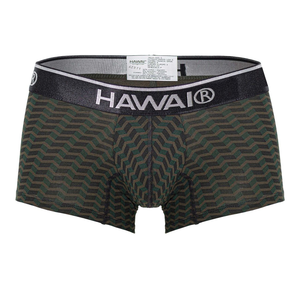 HAWAIR Men's Underwear 42371 Printed Trunks Color Green