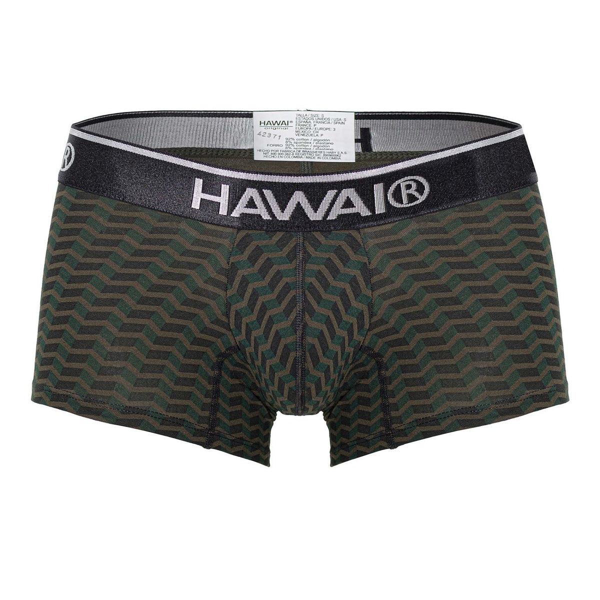HAWAIR Men's Underwear 42371 Printed Trunks Color Green