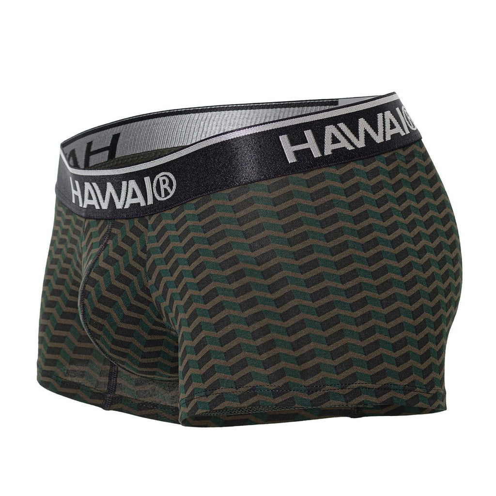 HAWAIR Men's Underwear 42371 Printed Trunks Color Green