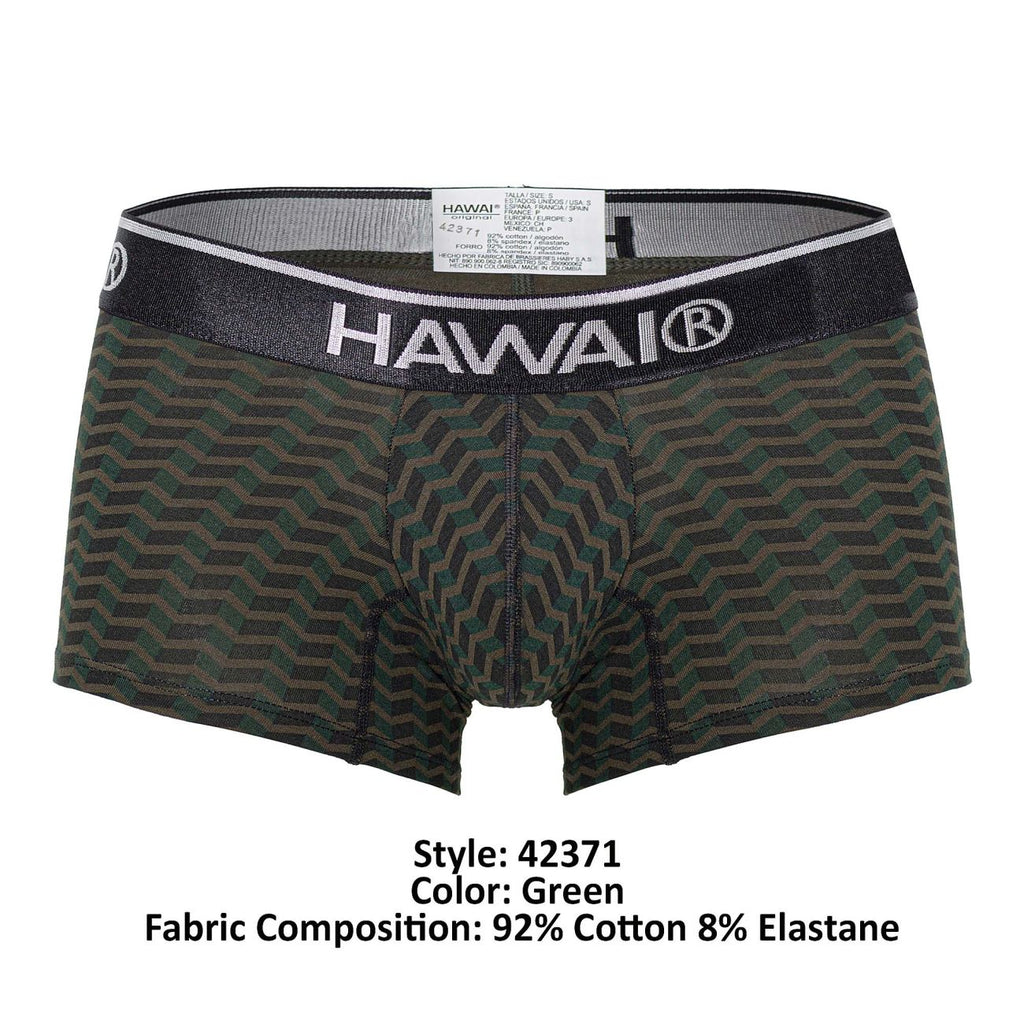 HAWAIR Men's Underwear 42371 Printed Trunks Color Green