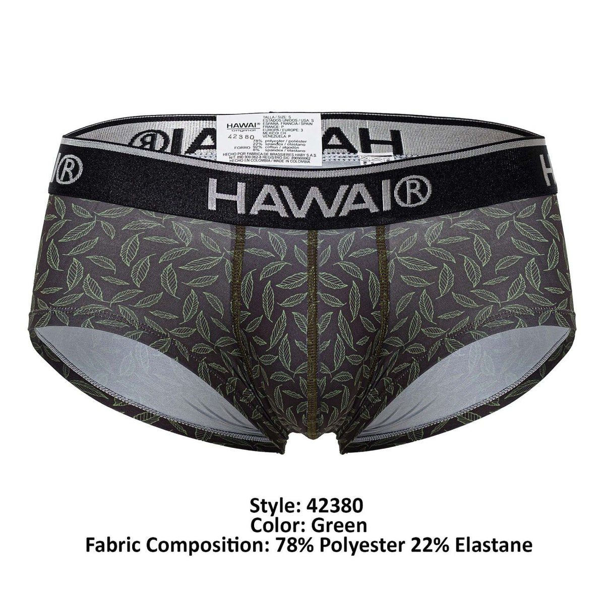 HAWAIR Men's Underwear 42380 Printed Briefs Color Green
