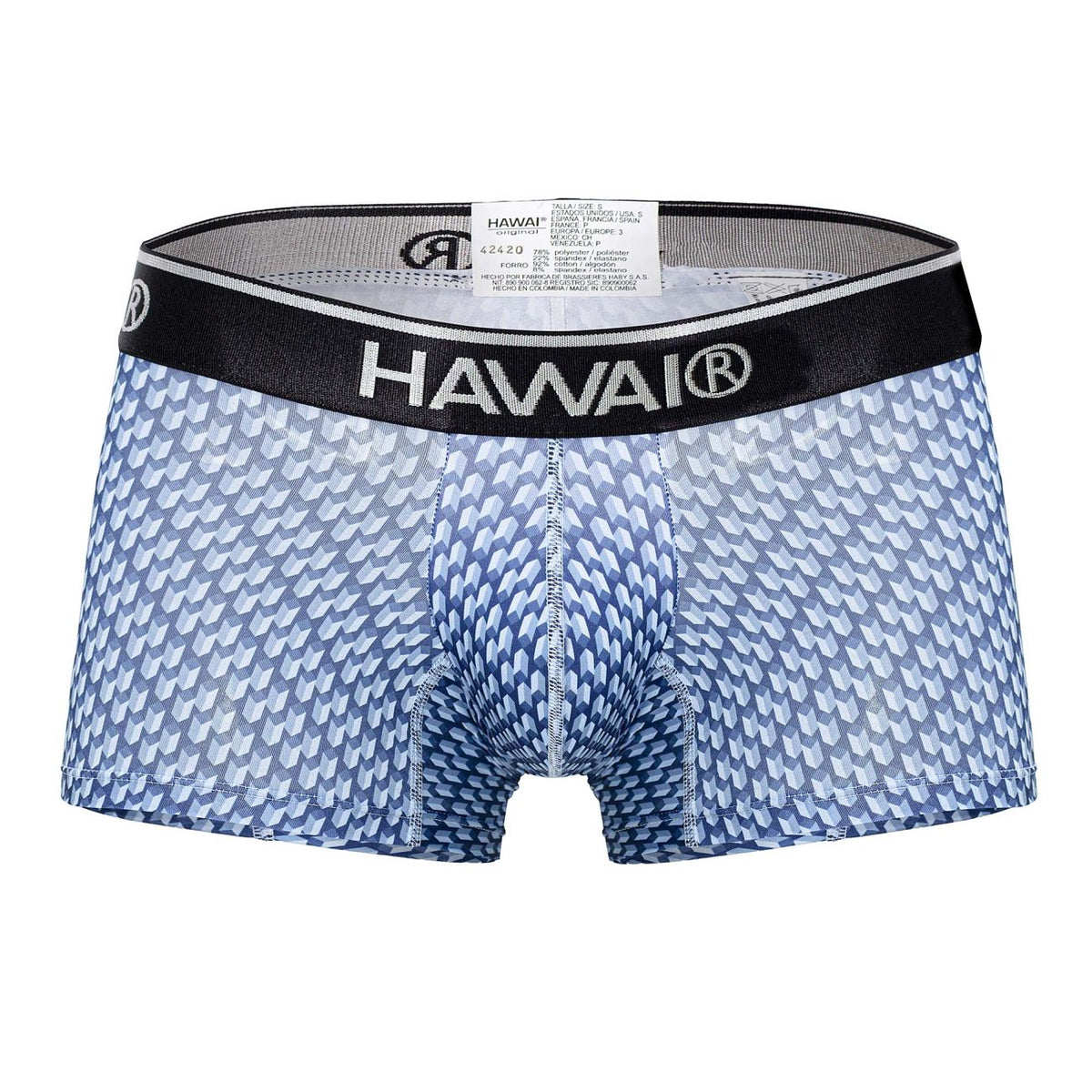 HAWAIR Men's Underwear 42420 Printed Trunks Color Blue