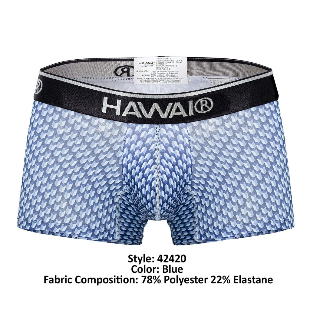 HAWAIR Men's Underwear 42420 Printed Trunks Color Blue