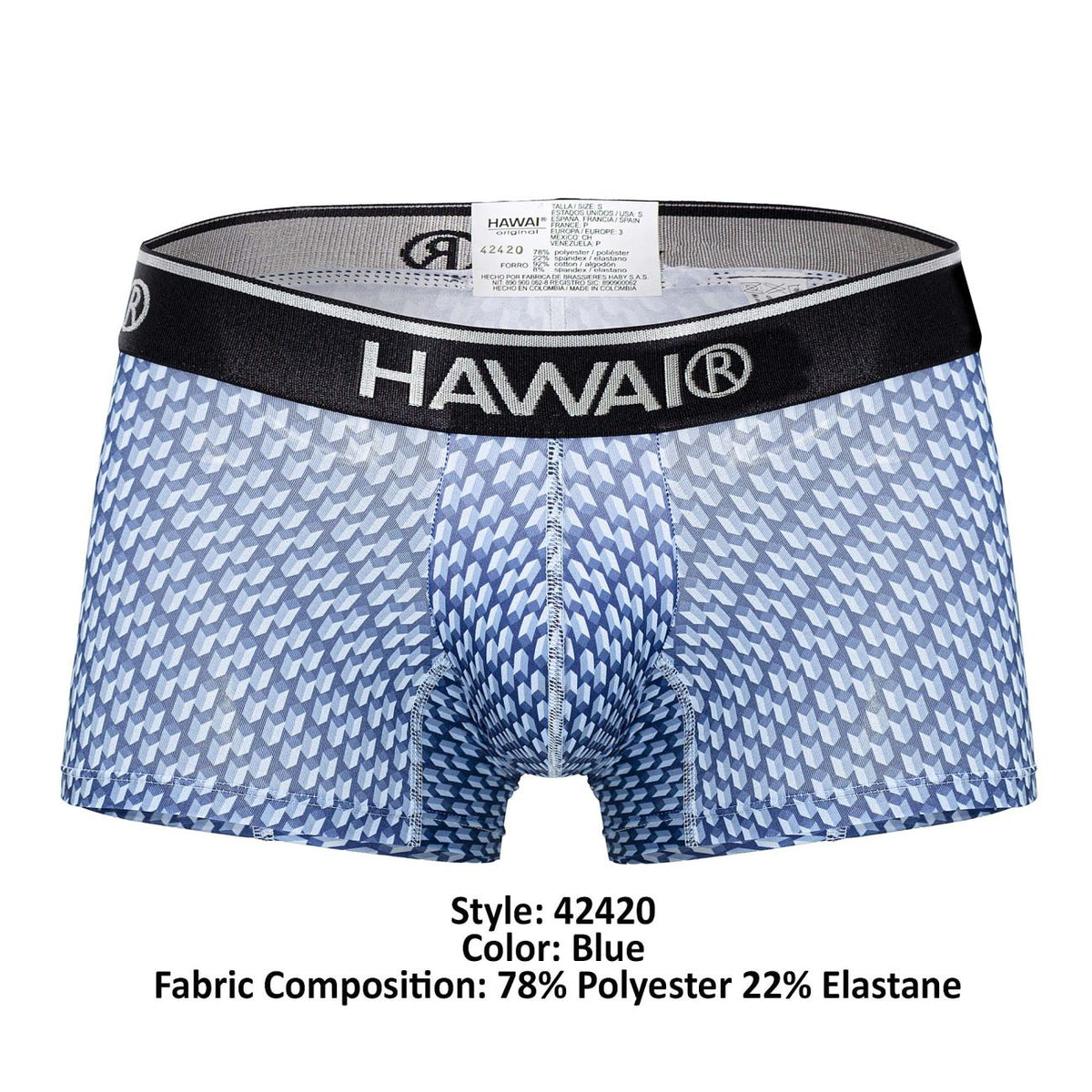 HAWAIR Men's Underwear 42420 Printed Trunks Color Blue