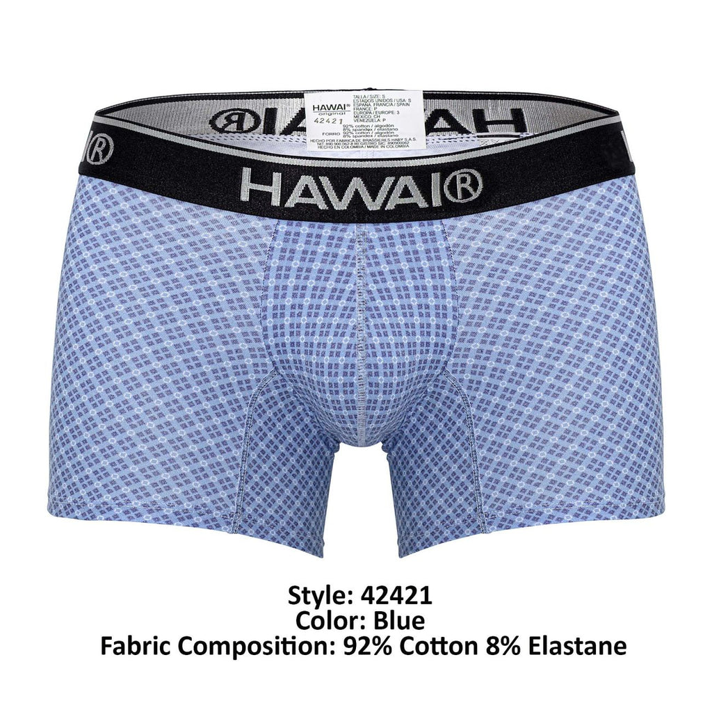 HAWAIR Men's Underwear 42421 Printed Trunks Color Blue