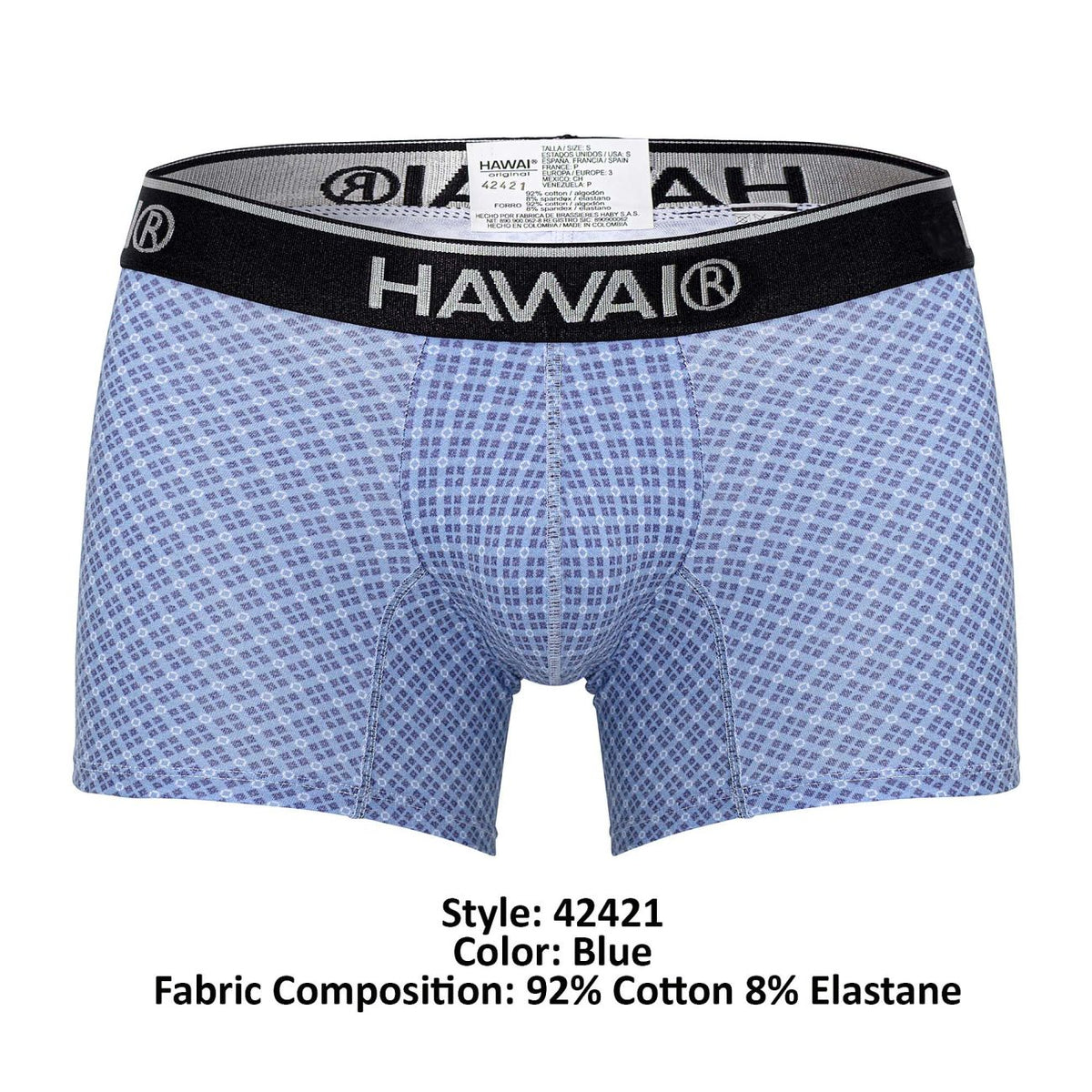 HAWAIR Men's Underwear 42421 Printed Trunks Color Blue
