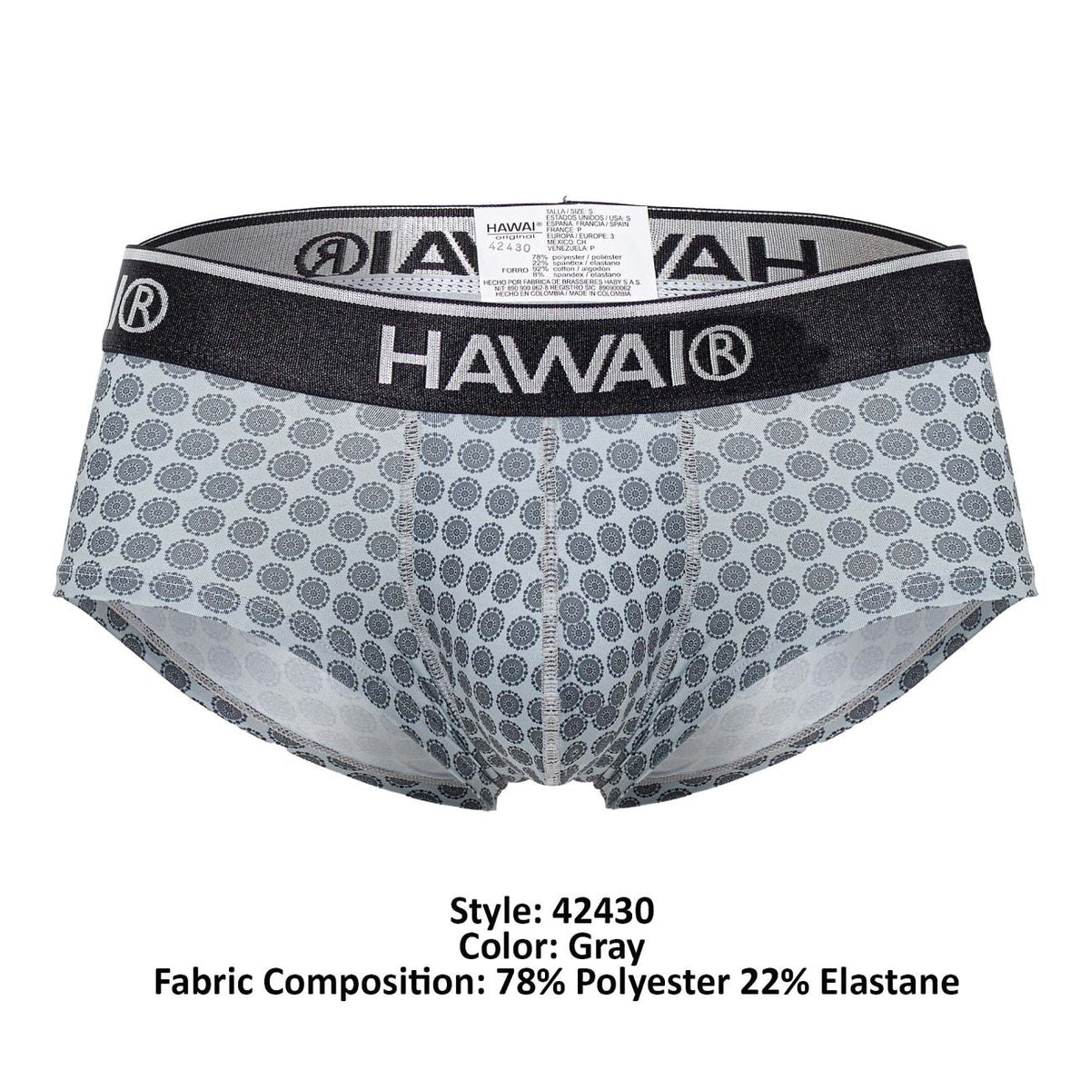 HAWAIR Men's Underwear 42430 Printed Briefs Color Gray