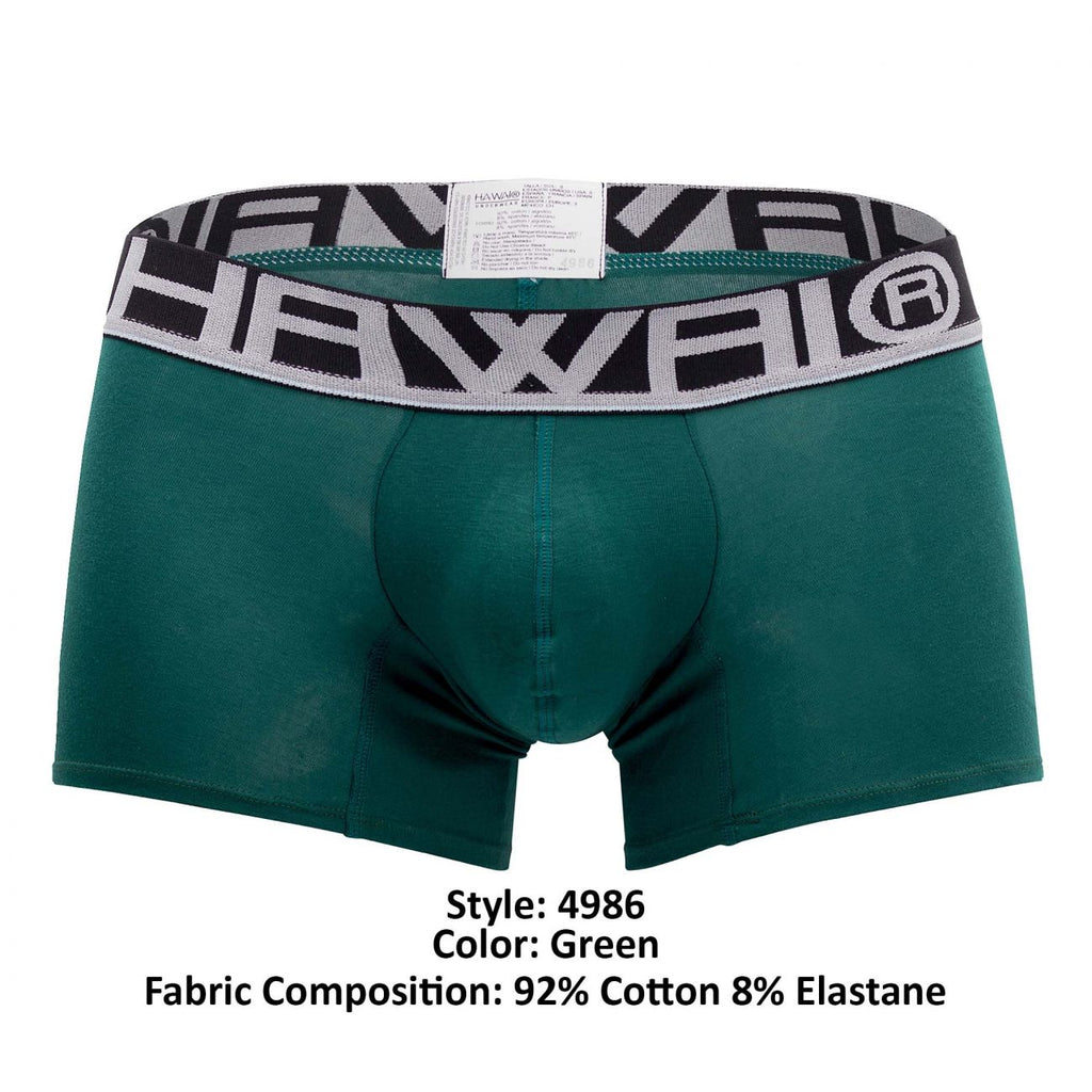 HAWAIR Men's Underwear 4986 Solid Athletic Trunks Color Green