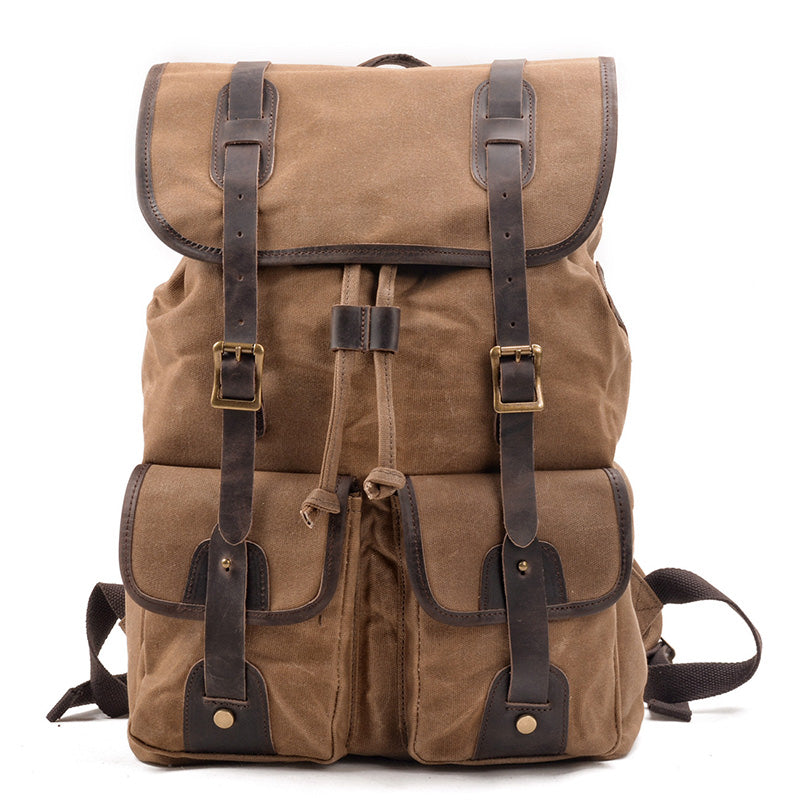 Handmade Canvas Backpack Waxed Canvas Laptop Backpack Vintage Travel Backpack Large Rucksack