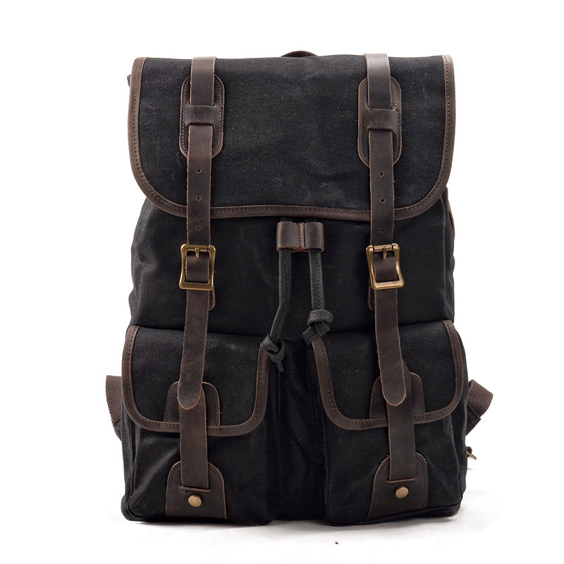 Handmade Canvas Backpack Waxed Canvas Laptop Backpack Vintage Travel Backpack Large Rucksack