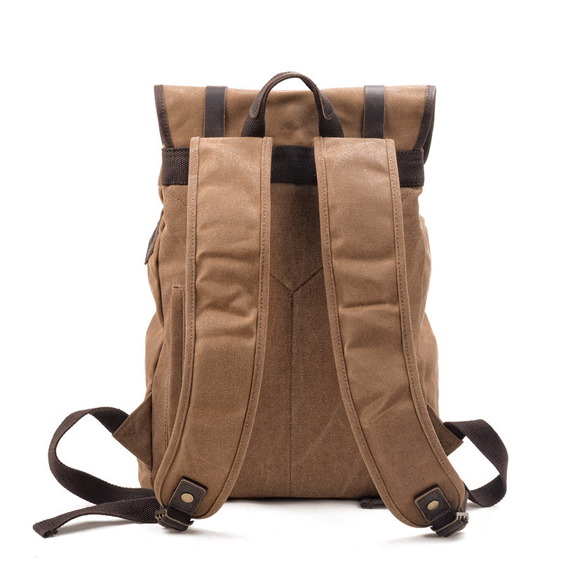 Handmade Canvas Backpack Waxed Canvas Laptop Backpack Vintage Travel Backpack Large Rucksack