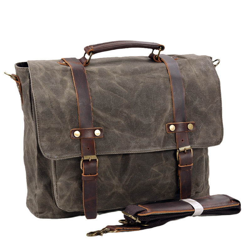 Handmade Canvas Messenger Bag 15.6 Inch Laptop Bag Vintage Canvas Crossbody Bag Men's Gift