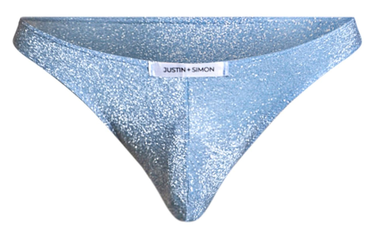 JUSTIN+SIMON Men's Underwear XSJ01 Classic Bikini Color Lurex Blue