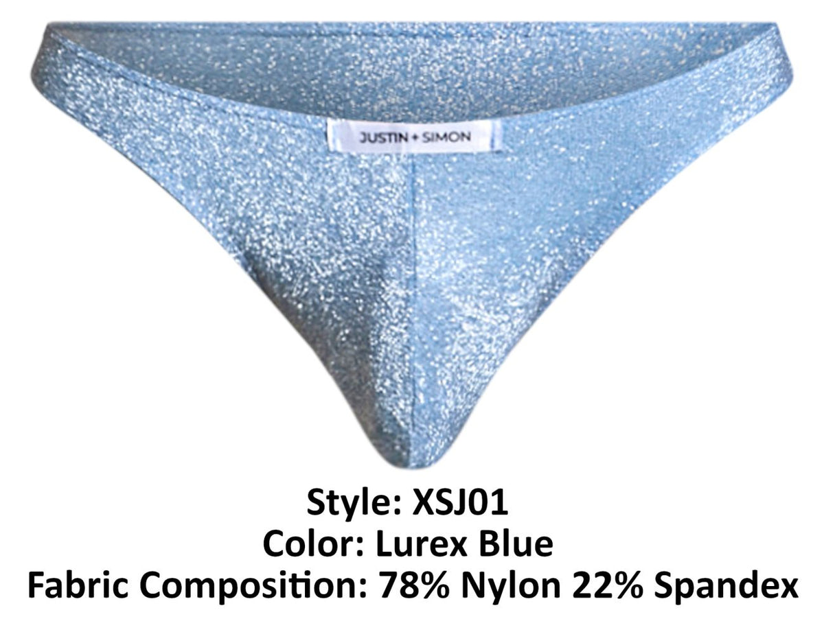 JUSTIN+SIMON Men's Underwear XSJ01 Classic Bikini Color Lurex Blue