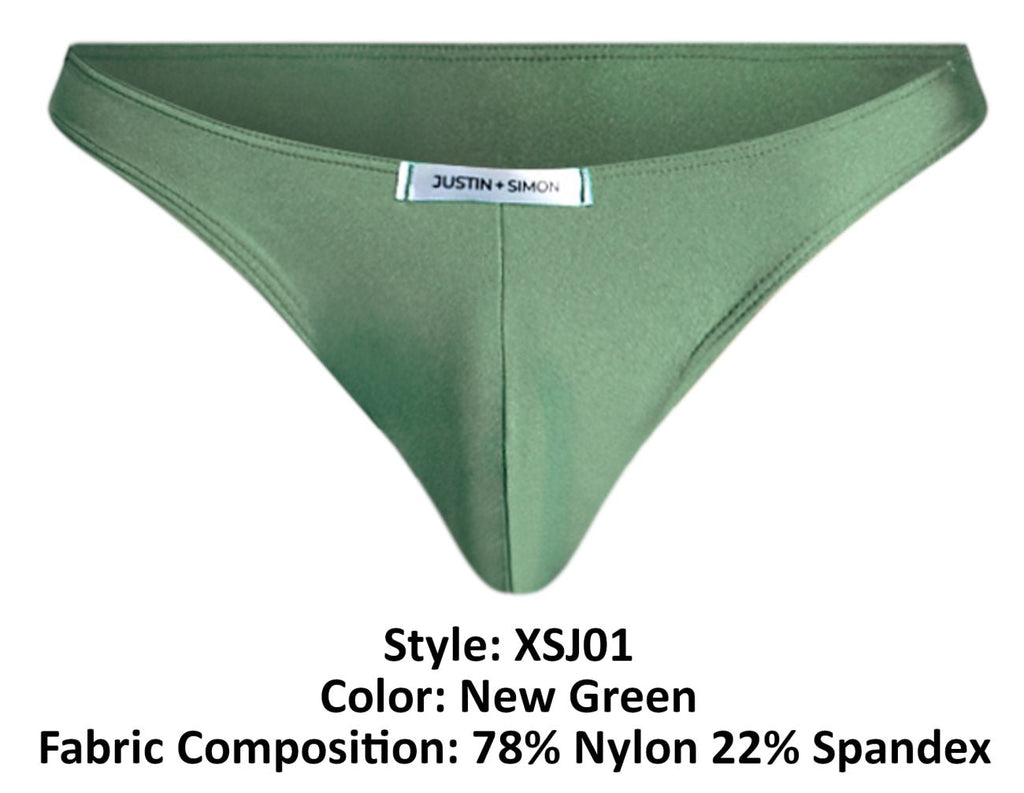 JUSTIN+SIMON Men's Underwear XSJ01 Classic Bikini Color New Green