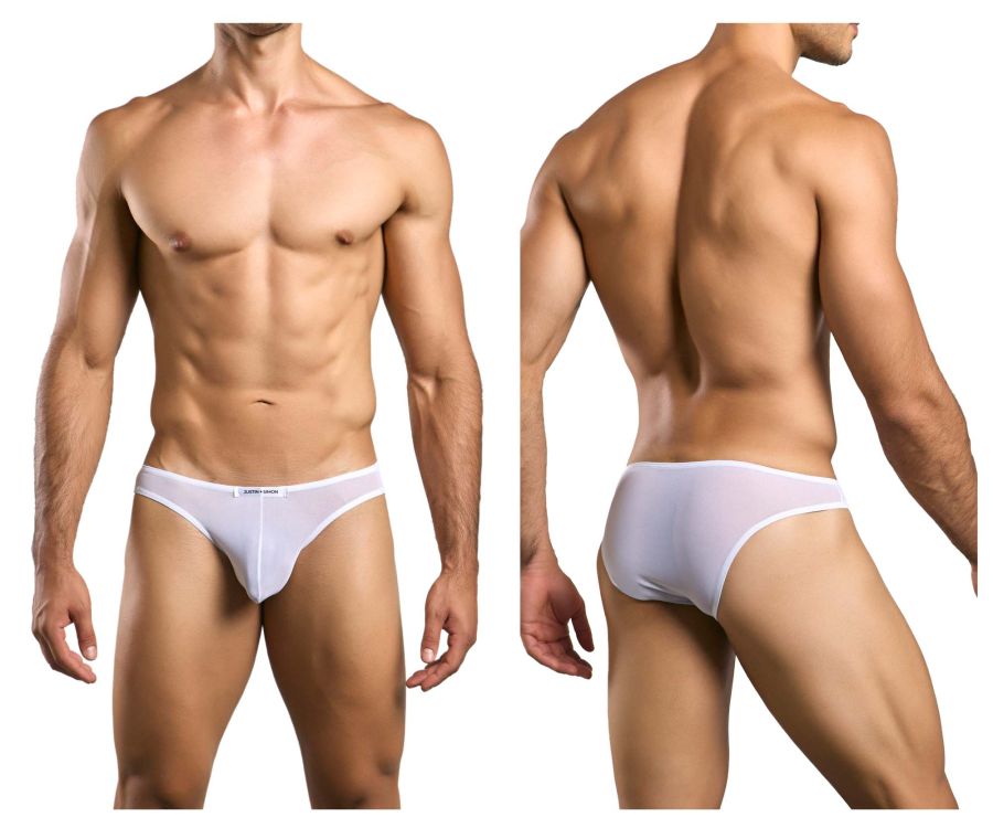 JUSTIN+SIMON Men's Underwear XSJ01 Classic Bikini Color White Mesh