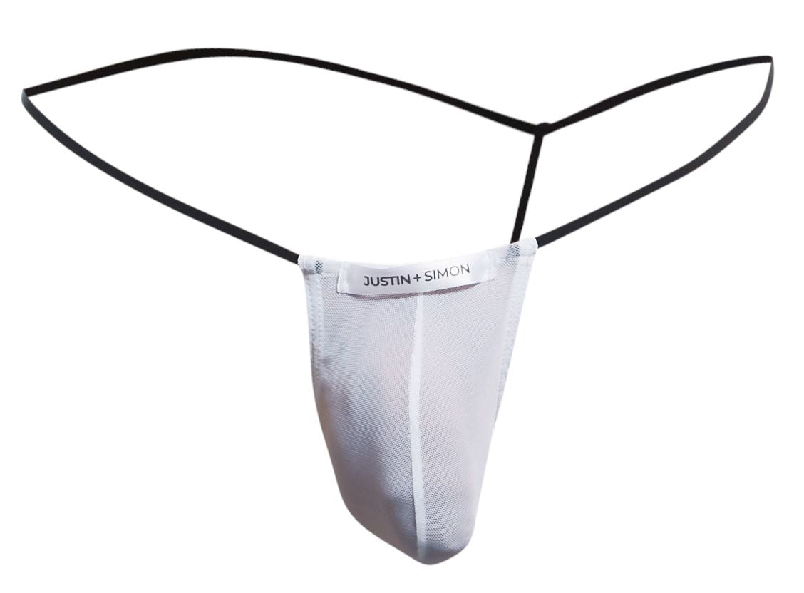 JUSTIN+SIMON Men's Underwear XSJ02 Classic G-String Color White Mesh