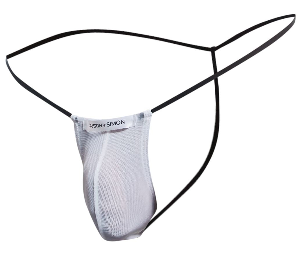 JUSTIN+SIMON Men's Underwear XSJ02 Classic G-String Color White Mesh