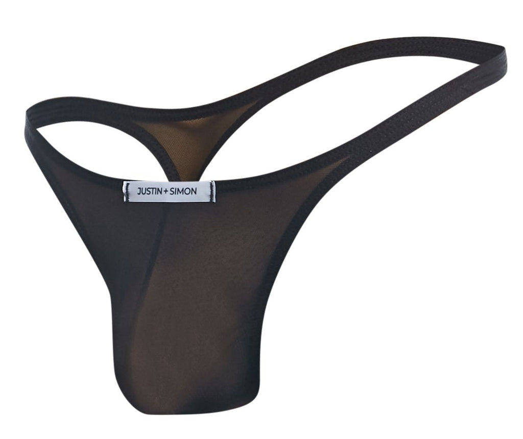 JUSTIN+SIMON Men's Underwear XSJ03 Classic Thongs Color Black Mesh
